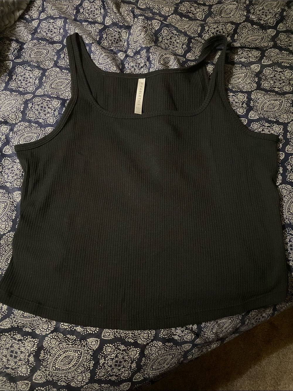 Fabletics Black Ribbed Scoop Tank